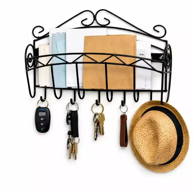 Porte-clés mural en fer forgé noir de la collection Home