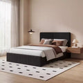 Twin Size Bed Frame with Upholstered Headboard, Wooden Platform Bed Frame, Wood Slats Support, No Box Spring Needed, Noise-Free, Beige