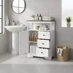 Dcolora Meuble de Rangement Salle de Bain 28,3 po avec 3 Tiroirs et Étagère Réglable, Meuble Autonome