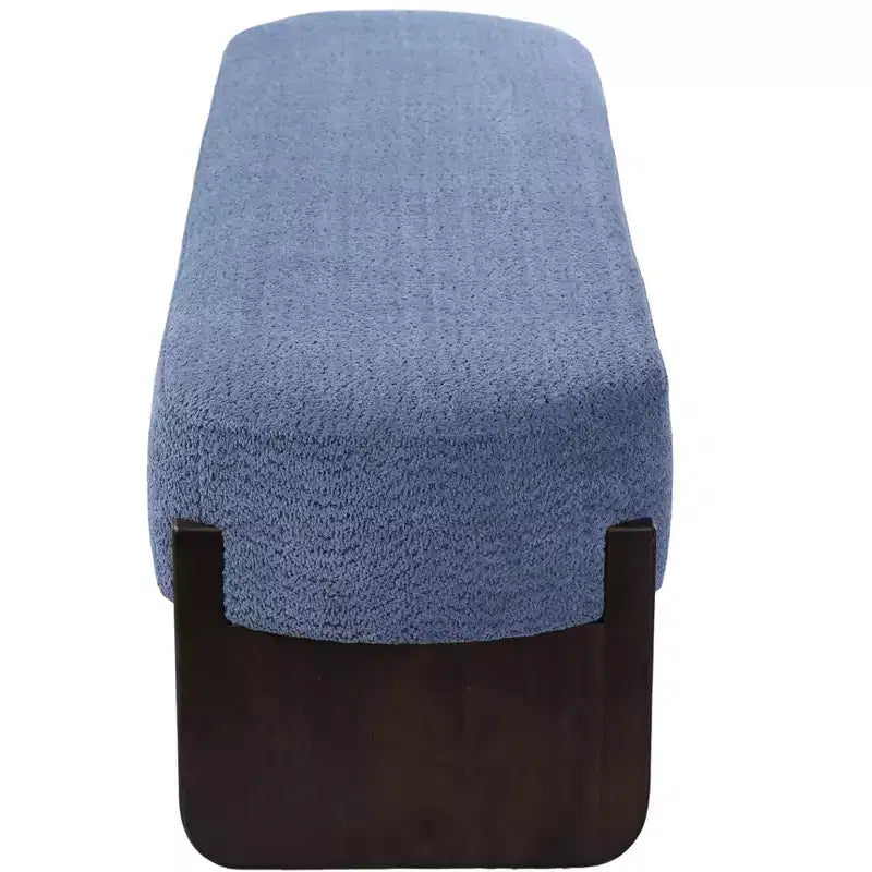 Banc rembourré avec pieds en hévéa, banc d'entrée ottoman ovale pour chambre à coucher, salon - ModernLuxe
