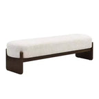 Banc rembourré avec pieds en hévéa, banc d'entrée ottoman ovale pour chambre à coucher, salon - ModernLuxe