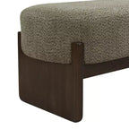 Banc rembourré avec pieds en hévéa, banc d'entrée ottoman ovale pour chambre à coucher, salon - ModernLuxe