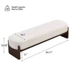 Banc rembourré avec pieds en hévéa, banc d'entrée ottoman ovale pour chambre à coucher, salon - ModernLuxe
