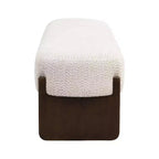 Banc rembourré avec pieds en hévéa, banc d'entrée ottoman ovale pour chambre à coucher, salon - ModernLuxe