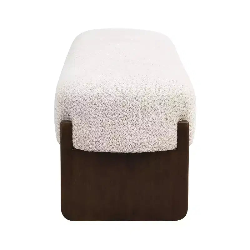 Banc rembourré avec pieds en hévéa, banc d'entrée ottoman ovale pour chambre à coucher, salon - ModernLuxe