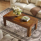 Table basse rectangulaire Lantine, table à thé de salon en bois massif de 120 cm, table basse vintage pour appartement, bureau