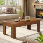 Table basse rectangulaire Lantine, table à thé de salon en bois massif de 120 cm, table basse vintage pour appartement, bureau