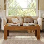 Table basse rectangulaire Lantine, table à thé de salon en bois massif de 120 cm, table basse vintage pour appartement, bureau