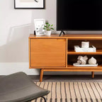 Meuble TV Mid-Century Modern en bois massif pour téléviseurs jusqu'à 80 pouces