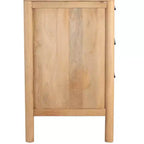 Commode Royal Hampton Geti, largeur 66 pouces, 6 tiroirs, bois de manguier blanc et chêne naturel fabriqué à la main