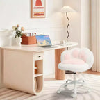 Chaise de coiffeuse avec dossier en forme de chat, chaise pivotante réglable en hauteur, jolie chaise de bureau à roulettes en tissu nounours pour chambre à coucher ou bureau