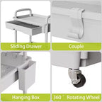 Chariot de rangement à roulettes 4 niveaux Aeelleea avec tiroir, desserte de rangement en plastique avec roues, roulettes verrouillables pour cuisine, salle de bain, bureau, chambre à coucher