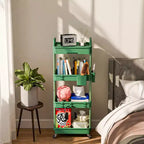 Chariot de rangement à roulettes 4 niveaux Aeelleea avec tiroir, desserte de rangement en plastique avec roues, roulettes verrouillables pour cuisine, salle de bain, bureau, chambre à coucher