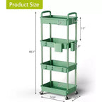 Chariot de rangement à roulettes 4 niveaux Aeelleea avec tiroir, desserte de rangement en plastique avec roues, roulettes verrouillables pour cuisine, salle de bain, bureau, chambre à coucher