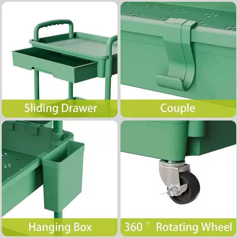 Chariot de rangement à roulettes 4 niveaux Aeelleea avec tiroir, desserte de rangement en plastique avec roues, roulettes verrouillables pour cuisine, salle de bain, bureau, chambre à coucher