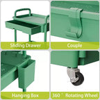 Chariot de rangement à roulettes 4 niveaux Aeelleea avec tiroir, desserte de rangement en plastique avec roues, roulettes verrouillables pour cuisine, salle de bain, bureau, chambre à coucher