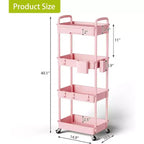 Chariot de rangement à roulettes 4 niveaux Aeelleea avec tiroir, desserte de rangement en plastique avec roues, roulettes verrouillables pour cuisine, salle de bain, bureau, chambre à coucher
