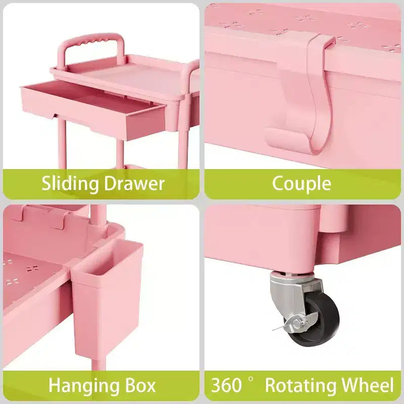 Chariot de rangement à roulettes 4 niveaux Aeelleea avec tiroir, desserte de rangement en plastique avec roues, roulettes verrouillables pour cuisine, salle de bain, bureau, chambre à coucher