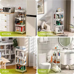 Chariot de rangement à roulettes 4 niveaux Aeelleea avec tiroir, desserte de rangement en plastique avec roues, roulettes verrouillables pour cuisine, salle de bain, bureau, chambre à coucher