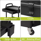 Chariot de rangement à roulettes 4 niveaux Aeelleea avec tiroir, desserte de rangement en plastique avec roues, roulettes verrouillables pour cuisine, salle de bain, bureau, chambre à coucher