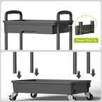 Chariot de rangement à roulettes 4 niveaux Aeelleea avec tiroir, desserte de rangement en plastique avec roues, roulettes verrouillables pour cuisine, salle de bain, bureau, chambre à coucher