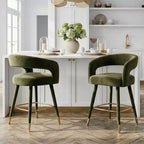 Tabouret de bar moderne en velours à hauteur de comptoir avec dossier, chaise de bar rembourrée de 24 po de hauteur d'assise avec repose-pieds doré, tabouret d'îlot de cuisine-Panipeachy