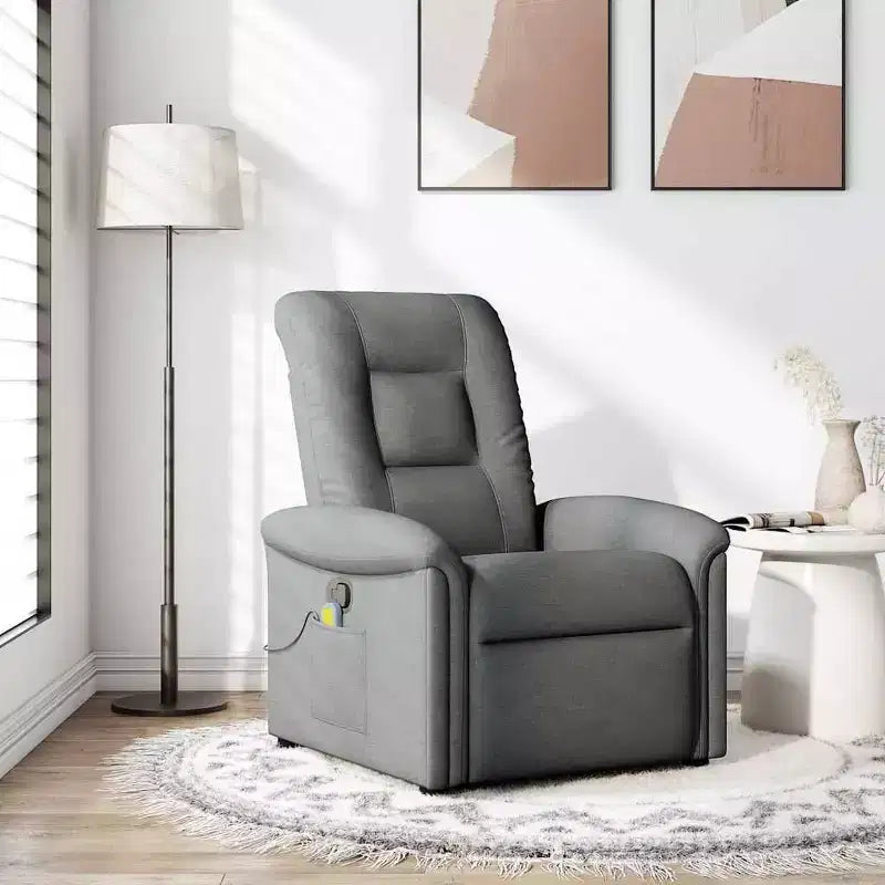 vidaXL Fauteuil inclinable de massage en tissu gris foncé