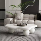 Table basse nuage 40 po avec pieds sphériques, table basse centrale moderne et irrégulière pour salon, blanc crème