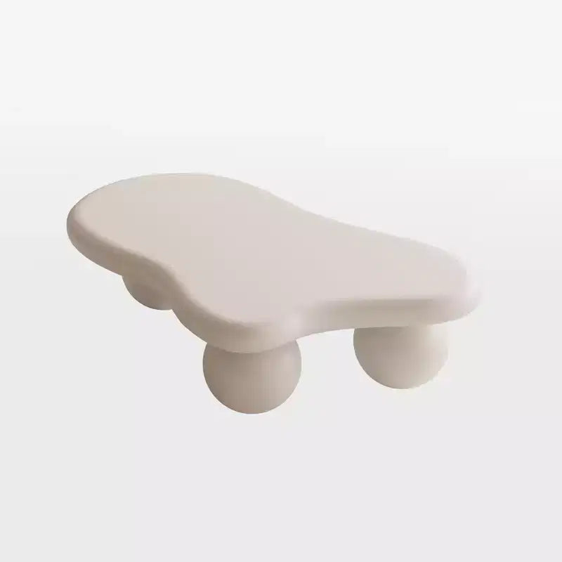 Table basse nuage 40 po avec pieds sphériques, table basse centrale moderne et irrégulière pour salon, blanc crème