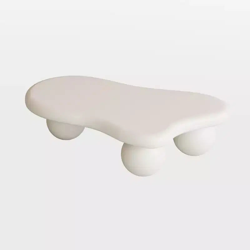 Table basse nuage 40 po avec pieds sphériques, table basse centrale moderne et irrégulière pour salon, blanc crème