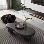 Table basse nuage de 40 pouces avec pieds sphériques, table basse centrale irrégulière et moderne pour salon, noire
