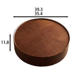 Table basse ronde Veridan GDFStudio à motif grain de bois avec base en anneau de fer