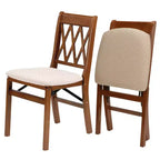 Stakmore Lattice Back Wooden Folding Chairs w/ Padded Seat, Fruitwood, Set of 2
