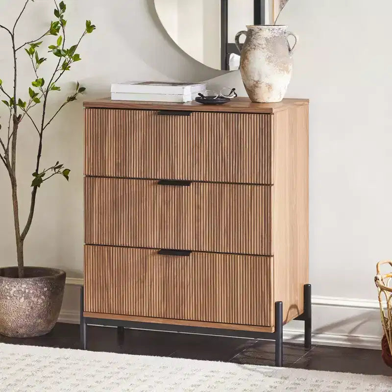 Commode Walker Edison à 3 tiroirs avec façades cannelées