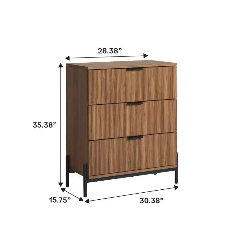 Commode Walker Edison à 3 tiroirs avec façades cannelées