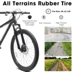 Vélo de montagne GDFStudio Trailcrest tout-terrain 26 pouces à suspension avant et 21 vitesses