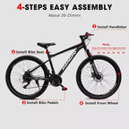 Vélo de montagne GDFStudio Trailcrest tout-terrain 26 pouces à suspension avant et 21 vitesses