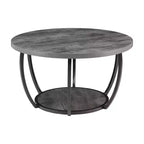 Fun little toys brand Coffee Table, Modern Round Coffee Table, 2 Tiers Wooden Circle Center Desk with Open Storage, Minimalist Sturdy Metal