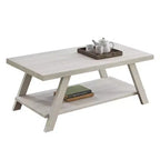 La marque de jouets amusants Athens Contemporary Wood Shelf Coffee Table, finition blanche