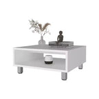 Jolie petite marque de jouets Table basse blanche avec rangement ouvert