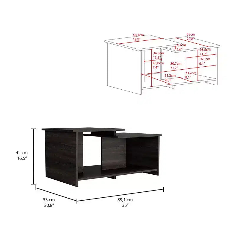 Jolie petite marque de jouets Wema 3 table basse, étagère inférieure ouverte – Espresso