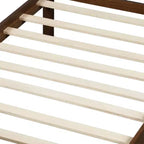 Lit plate-forme double à panneaux plats avec tête et pied de lit, cadre de lit de ferme Shaker au grain de bois, noyer foncé