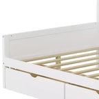 Lit de repos en forme de L en bois avec 7 armoires de rangement, 2 tiroirs, bureau et étagère, blanc