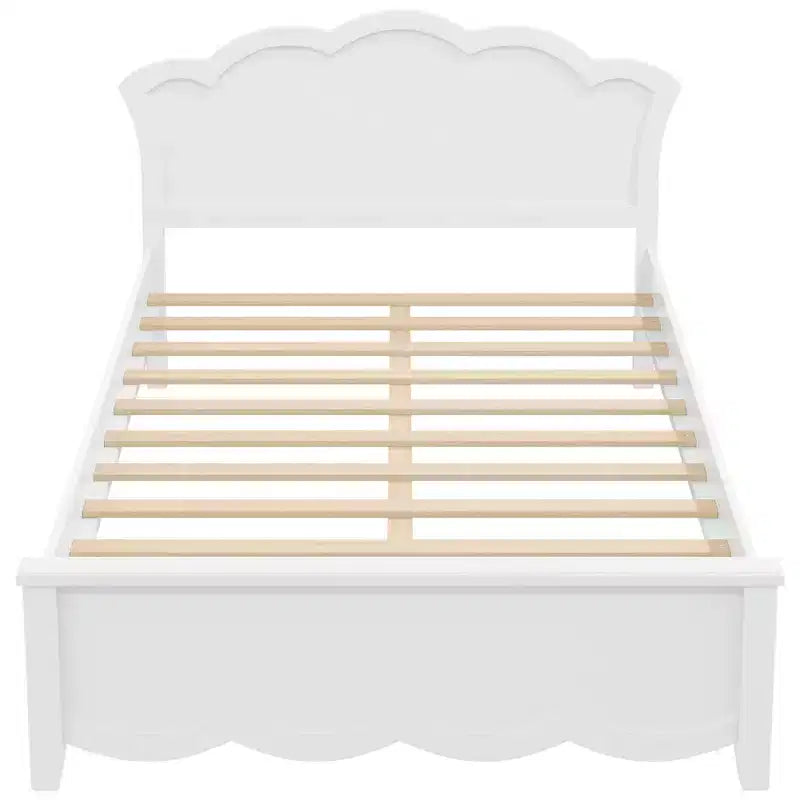 Lit plateforme moderne Luxystar en bois avec tête de lit pour chambre à coucher, blanc