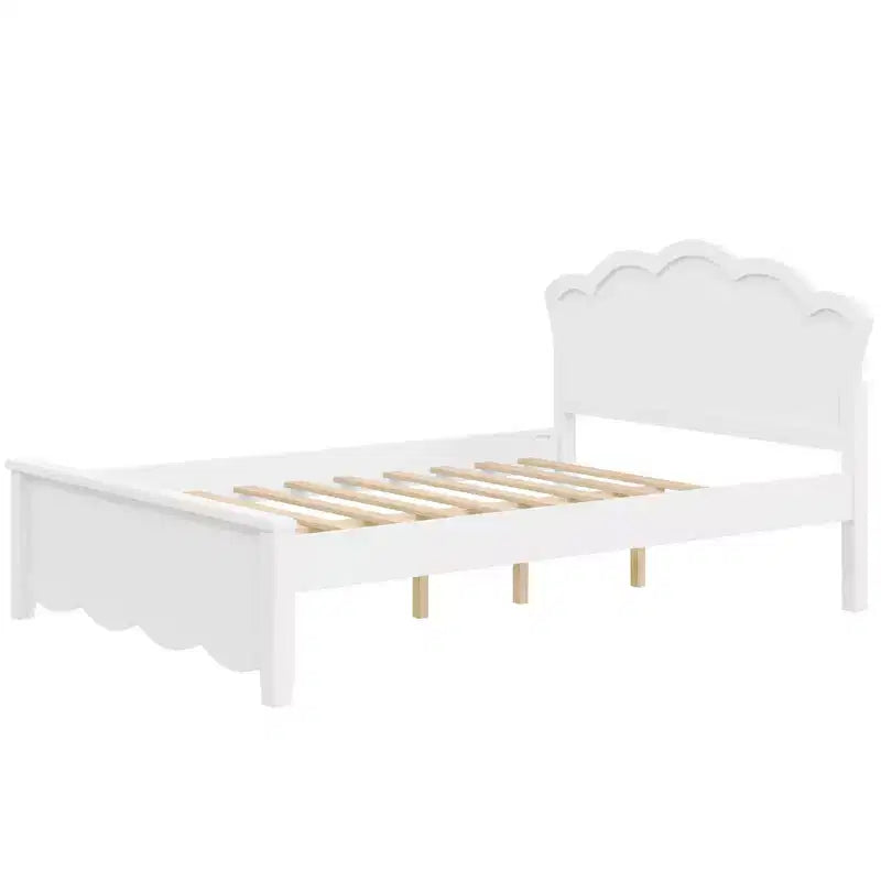 Lit plateforme moderne Luxystar en bois avec tête de lit pour chambre à coucher, blanc