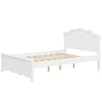 Lit plateforme moderne Luxystar en bois avec tête de lit pour chambre à coucher, blanc