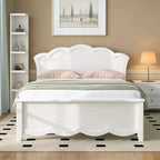 Lit plateforme moderne Luxystar en bois avec tête de lit pour chambre à coucher, blanc