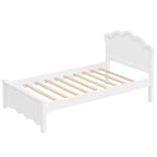 Lit plateforme moderne Luxystar en bois avec tête de lit pour chambre à coucher, blanc