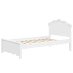 Lit plateforme moderne Luxystar en bois avec tête de lit pour chambre à coucher, blanc