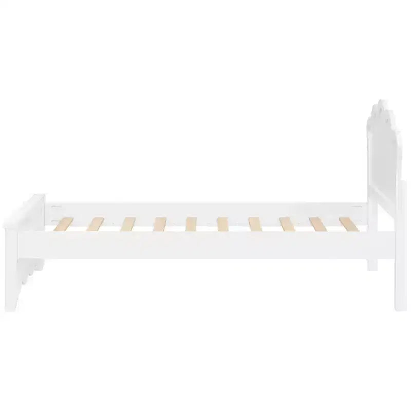 Lit plateforme moderne Luxystar en bois avec tête de lit pour chambre à coucher, blanc